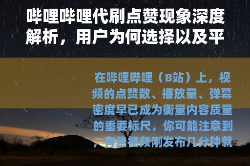 哔哩哔哩代刷点赞现象深度解析，用户为何选择以及平台如何应对