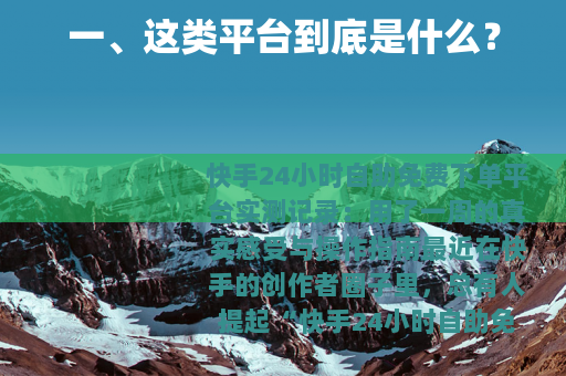 一、这类平台到底是什么？