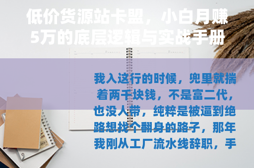 低价货源站卡盟，小白月赚5万的底层逻辑与实战手册