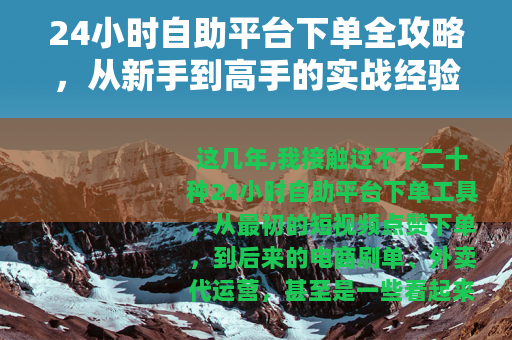 24小时自助平台下单全攻略，从新手到高手的实战经验分享