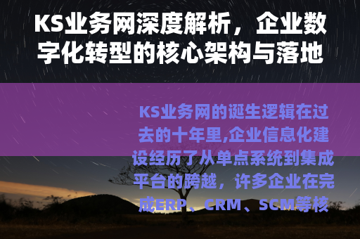 KS业务网深度解析，企业数字化转型的核心架构与落地实践指南