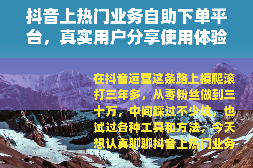 抖音上热门业务自助下单平台，真实用户分享使用体验与选择技巧