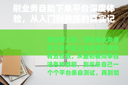 刷业务自助下单平台深度体验，从入门到熟练的真实记录