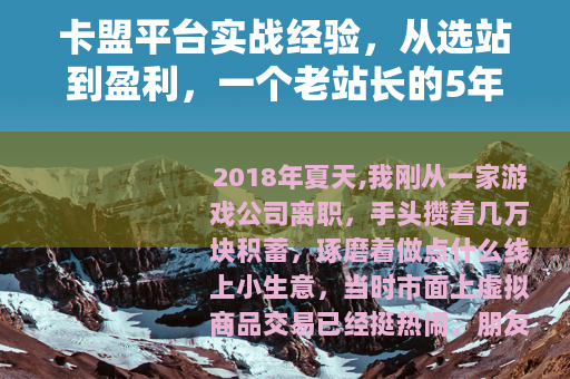 卡盟平台实战经验，从选站到盈利，一个老站长的5年操作复盘