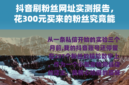 抖音刷粉丝网址实测报告,花300元买来的粉丝究竟能留多久? 抖音刷粉丝网址实测报告,花300元买来的粉丝究竟能留多久?