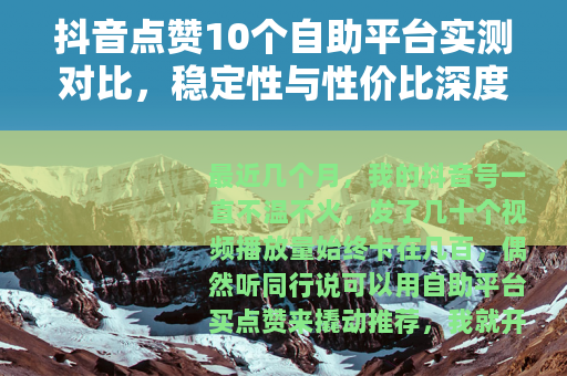 抖音点赞10个自助平台实测对比，稳定性与性价比深度分析