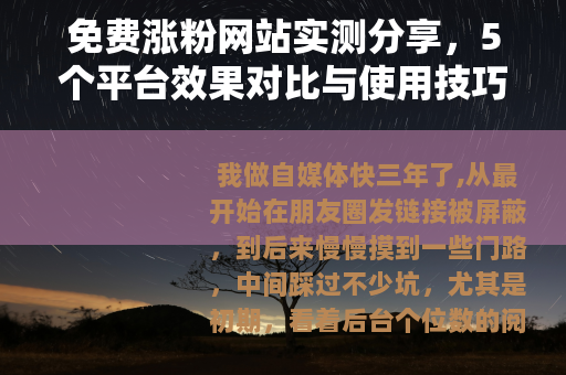 免费涨粉网站实测分享，5个平台效果对比与使用技巧