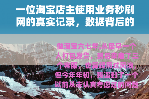 一位淘宝店主使用业务秒刷网的真实记录，数据背后的得与失