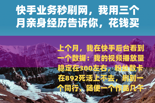 快手业务秒刷网，我用三个月亲身经历告诉你，花钱买粉丝到底值不值