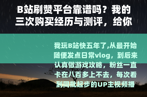 B站刷赞平台靠谱吗？我的三次购买经历与测评，给你最真实的参考