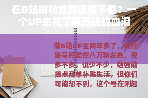 在B站刷粉丝到底值不值？一个UP主花了两万块的血泪总结
