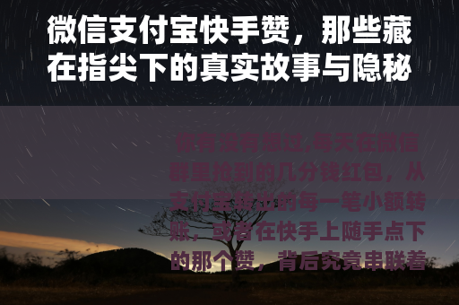微信支付宝快手赞，那些藏在指尖下的真实故事与隐秘逻辑