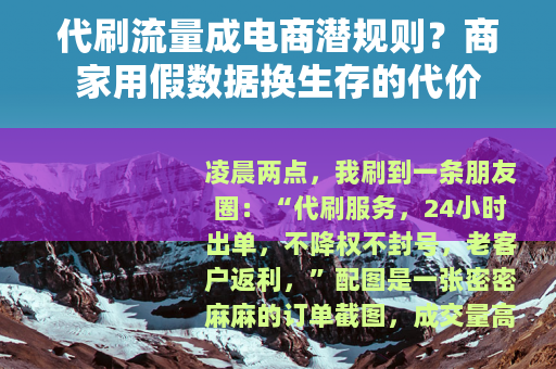 代刷流量成电商潜规则？商家用假数据换生存的代价