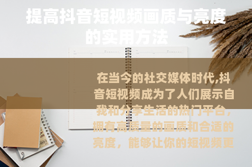 提高抖音短视频画质与亮度的实用方法