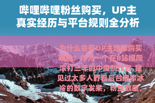 哔哩哔哩粉丝购买，UP主真实经历与平台规则全分析