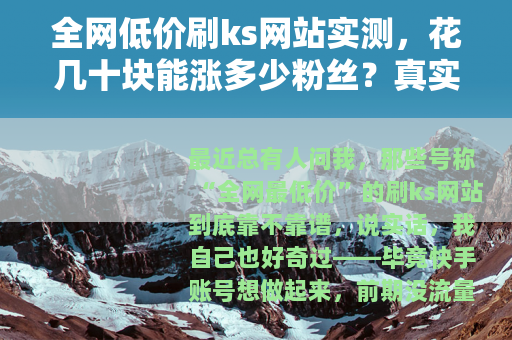 全网低价刷ks网站实测，花几十块能涨多少粉丝？真实数据告诉你