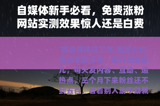 自媒体新手必看，免费涨粉网站实测效果惊人还是白费力气？
