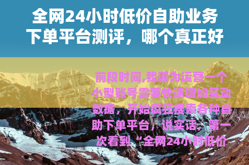 全网24小时低价自助业务下单平台测评，哪个真正好用又便宜？