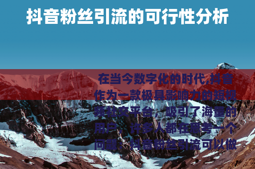 抖音粉丝引流的可行性分析