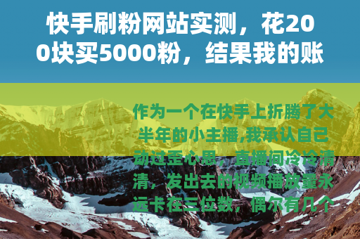 快手刷粉网站实测，花200块买5000粉，结果我的账号彻底凉了