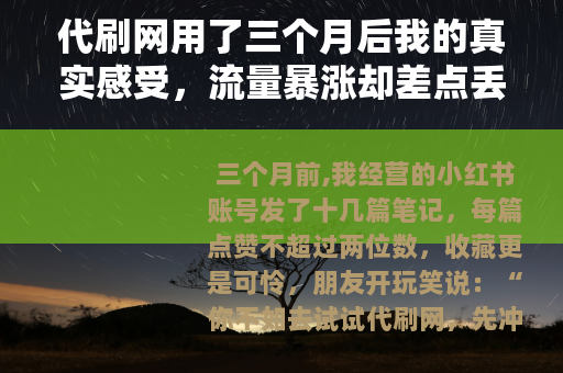 代刷网用了三个月后我的真实感受，流量暴涨却差点丢号