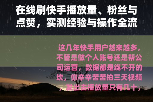 在线刷快手播放量、粉丝与点赞，实测经验与操作全流程记录