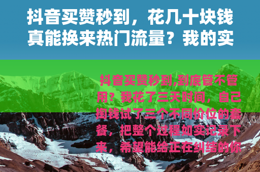 抖音买赞秒到，花几十块钱真能换来热门流量？我的实测记录