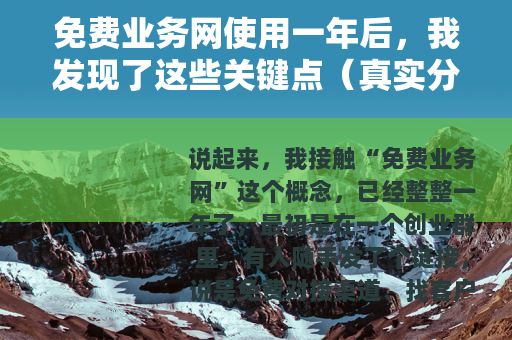 免费业务网使用一年后，我发现了这些关键点（真实分享）