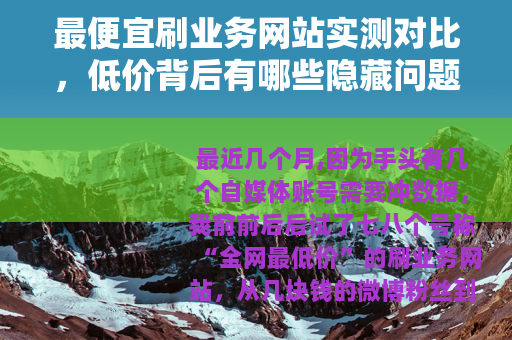 最便宜刷业务网站实测对比，低价背后有哪些隐藏问题？