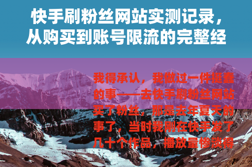 快手刷粉丝网站实测记录，从购买到账号限流的完整经过