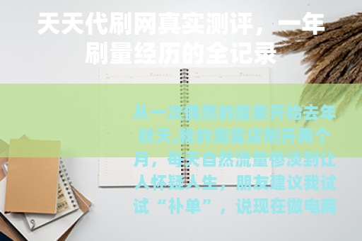 天天代刷网真实测评，一年刷量经历的全记录