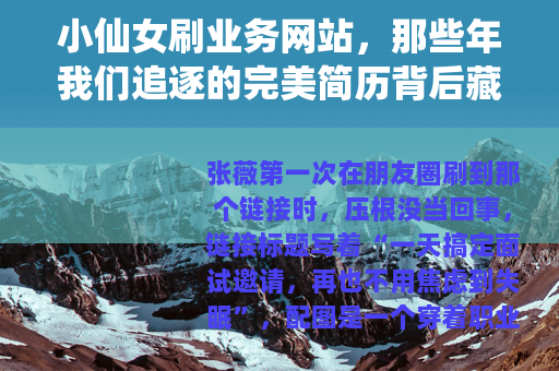 小仙女刷业务网站，那些年我们追逐的完美简历背后藏着什么