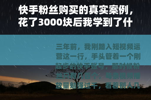 快手粉丝购买的真实案例,花了3000块后我学到了什么 快手粉丝购买的真实案例,花了3000块后我学到了什么