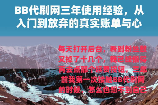 BB代刷网三年使用经验，从入门到放弃的真实账单与心得