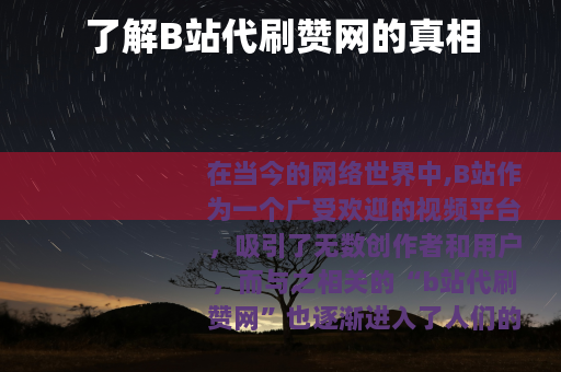 了解B站代刷赞网的真相