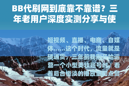 BB代刷网到底靠不靠谱？三年老用户深度实测分享与使用心得