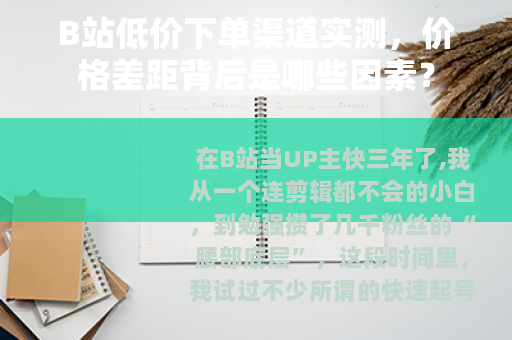 B站低价下单渠道实测，价格差距背后是哪些因素？