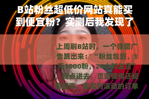 B站粉丝超低价网站真能买到便宜粉？实测后我发现了这些猫腻