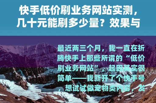 快手低价刷业务网站实测，几十元能刷多少量？效果与风险全记录