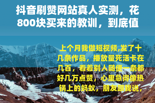 抖音刷赞网站真人实测，花800块买来的教训，到底值不值？