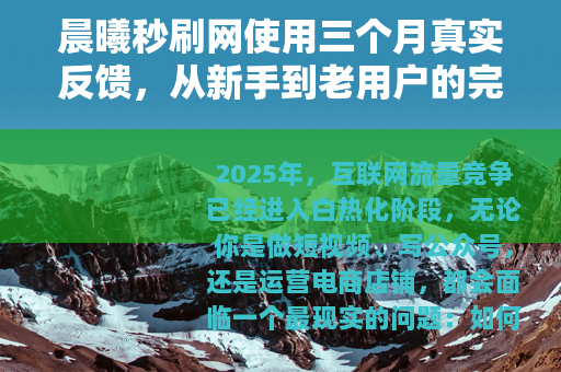 晨曦秒刷网使用三个月真实反馈，从新手到老用户的完整体验记录