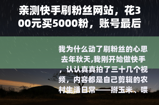 亲测快手刷粉丝网站，花300元买5000粉，账号最后怎样了？