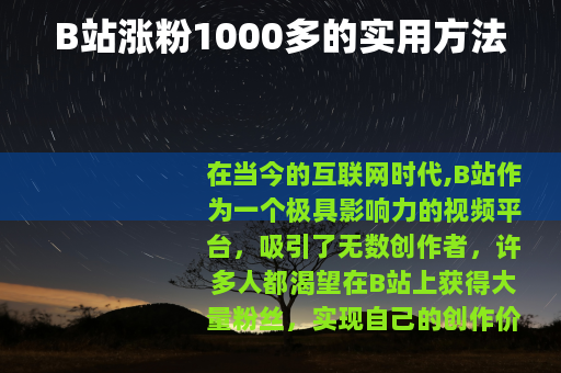 B站涨粉1000多的实用方法