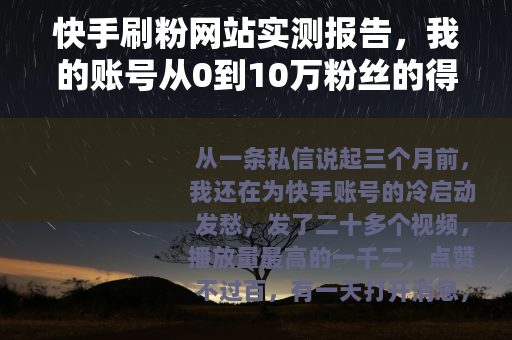 快手刷粉网站实测报告，我的账号从0到10万粉丝的得失与教训