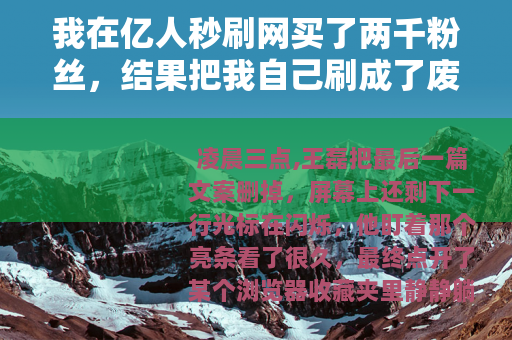 我在亿人秒刷网买了两千粉丝，结果把我自己刷成了废人