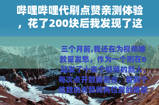 哔哩哔哩代刷点赞亲测体验，花了200块后我发现了这些门道