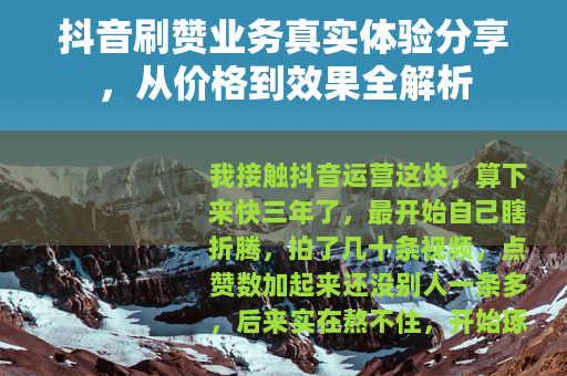 抖音刷赞业务真实体验分享，从价格到效果全解析