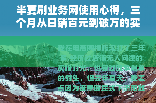 半夏刷业务网使用心得，三个月从日销百元到破万的实操记录