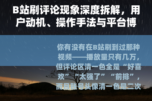 B站刷评论现象深度拆解,用户动机、操作手法与平台博弈 B站刷评论现象深度拆解,用户动机、操作手法与平台博弈