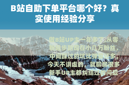 B站自助下单平台哪个好？真实使用经验分享